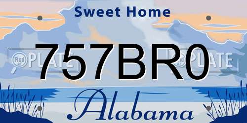 757BR0 Alabama License Plate