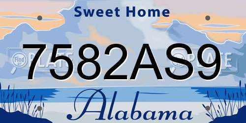 7582AS9 Alabama License Plate