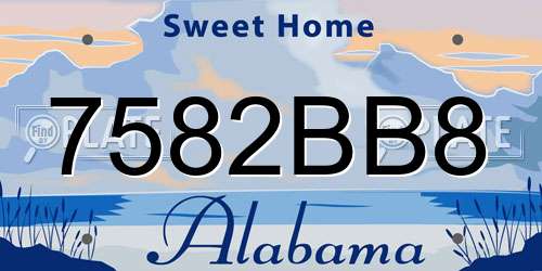 7582BB8 Alabama License Plate