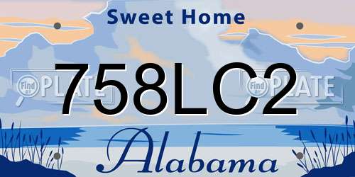 758LC2 Alabama License Plate
