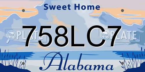 758LC7 Alabama License Plate