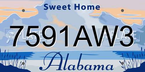 7591AW3 Alabama License Plate