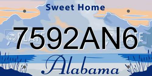 7592AN6 Alabama License Plate