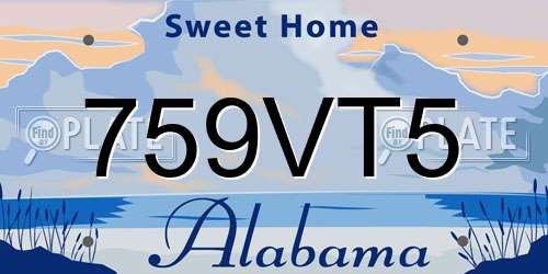 759VT5 Alabama License Plate