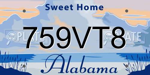 759VT8 Alabama License Plate