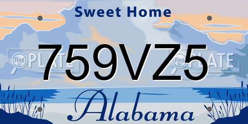 759VZ5 Alabama License Plate