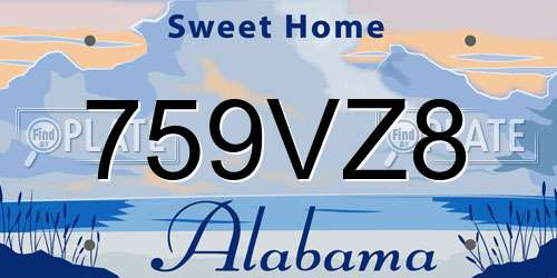 759VZ8 Alabama License Plate