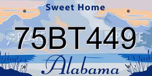 75BT449 Alabama License Plate