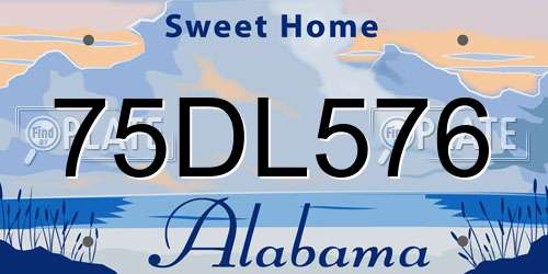 75DL576 Alabama License Plate