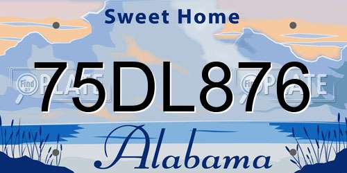 75DL876 Alabama License Plate