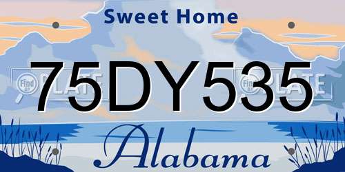 75DY535 Alabama License Plate