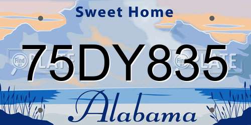 75DY835 Alabama License Plate