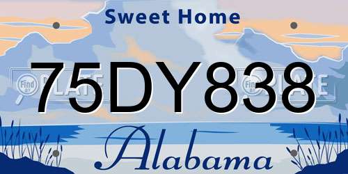 75DY838 Alabama License Plate