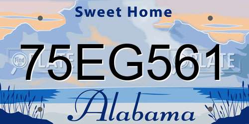 75EG561 Alabama License Plate