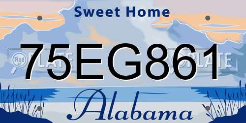 75EG861 Alabama License Plate