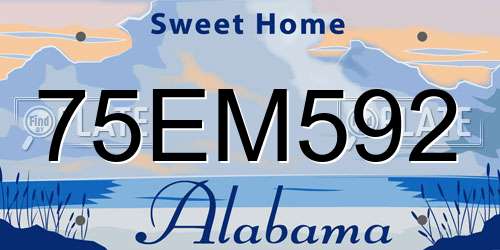 75EM592 Alabama License Plate