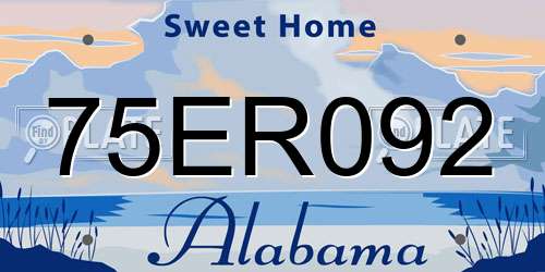 75ER092 Alabama License Plate