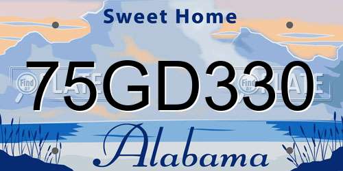 75GD330 Alabama License Plate