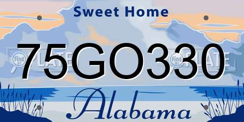 75GO330 Alabama License Plate