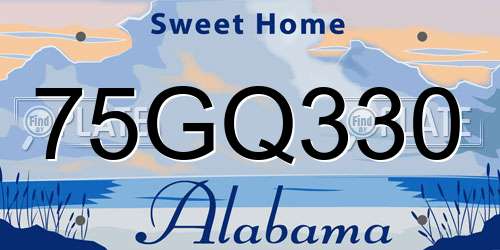 75GQ330 Alabama License Plate