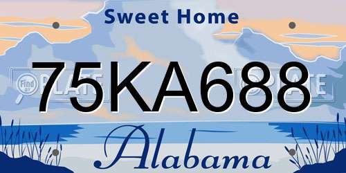 75KA688 Alabama License Plate