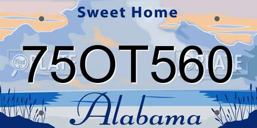 75OT560 Alabama License Plate