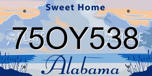 75OY538 Alabama License Plate