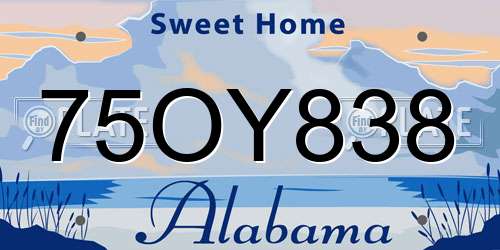 75OY838 Alabama License Plate