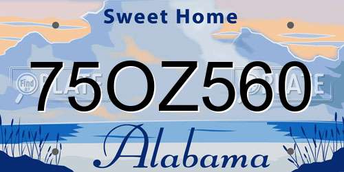 75OZ560 Alabama License Plate
