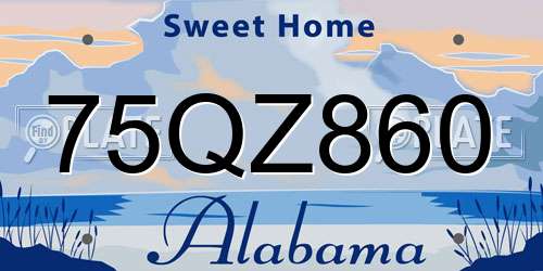 75QZ860 Alabama License Plate