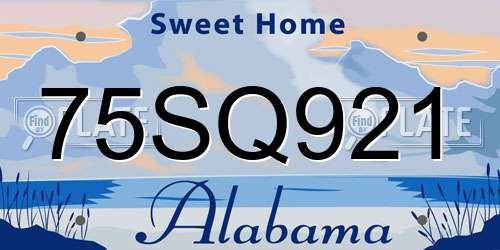 75SQ921 Alabama License Plate