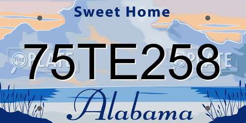 75TE258 Alabama License Plate