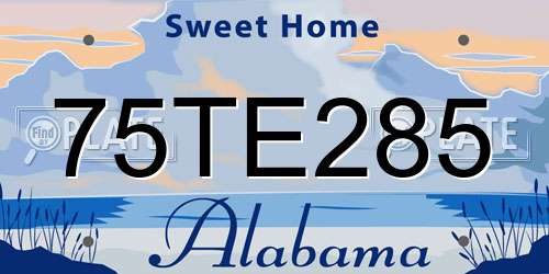75TE285 Alabama License Plate
