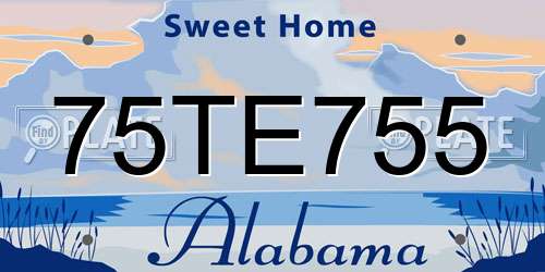 75TE755 Alabama License Plate