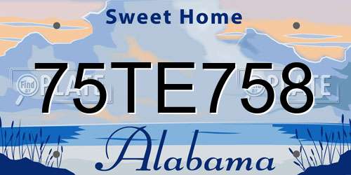 75TE758 Alabama License Plate