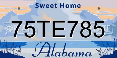 75TE785 Alabama License Plate