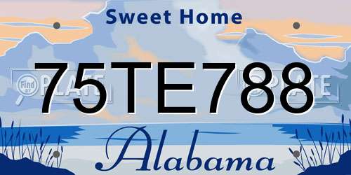 75TE788 Alabama License Plate