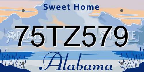 75TZ579 Alabama License Plate