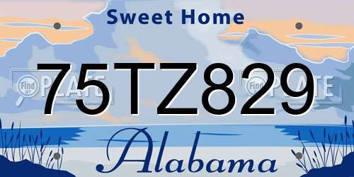 75TZ829 Alabama License Plate