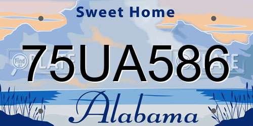 75UA586 Alabama License Plate
