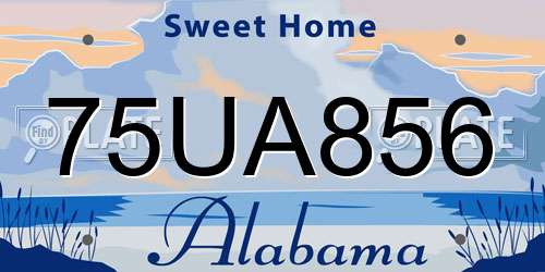 75UA856 Alabama License Plate