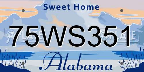 75WS351 Alabama License Plate