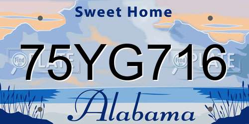 75YG716 Alabama License Plate