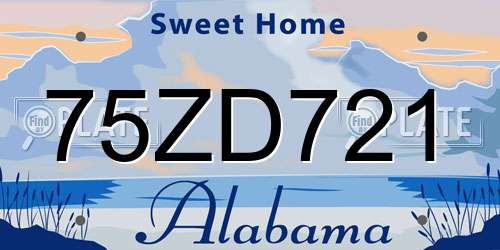 75ZD721 Alabama License Plate