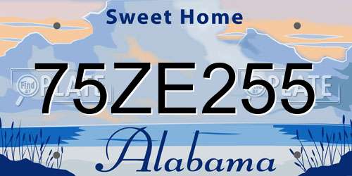 75ZE255 Alabama License Plate