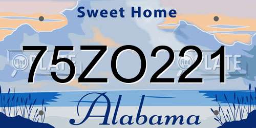 75ZO221 Alabama License Plate
