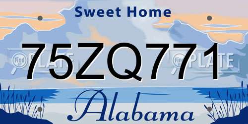 75ZQ771 Alabama License Plate