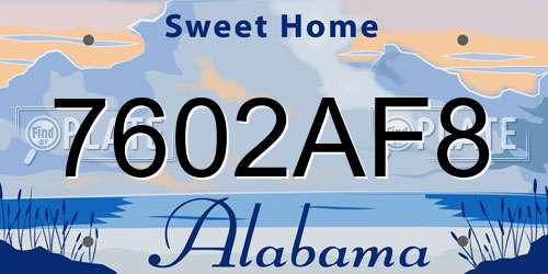 7602AF8 Alabama License Plate