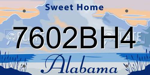 7602BH4 Alabama License Plate