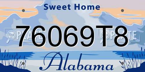 76069T8 Alabama License Plate